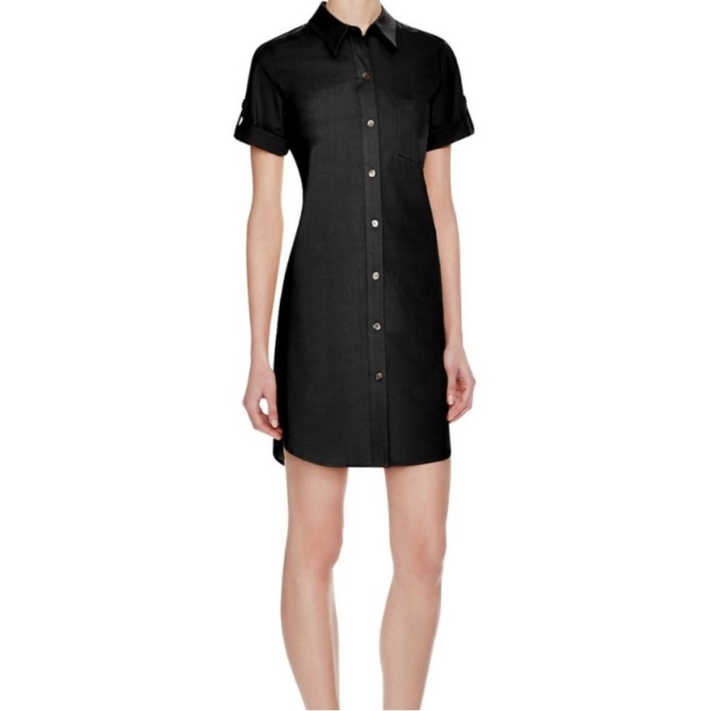 Theory Mayvine Cotton Poplin Button down Utility Dress Black Size 6